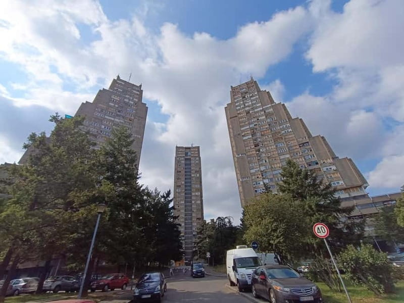 Belgrade: Space architecture tour - brutalist architecture - Crossing the Sava on Ada Bridge
