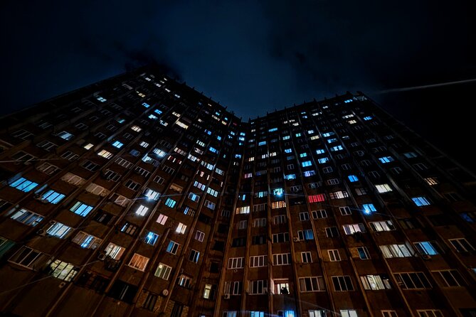 Brutal Tbilisi — Night Edition: Dark Side of Soviet Architecture - Chronicles of Georgia under golden light