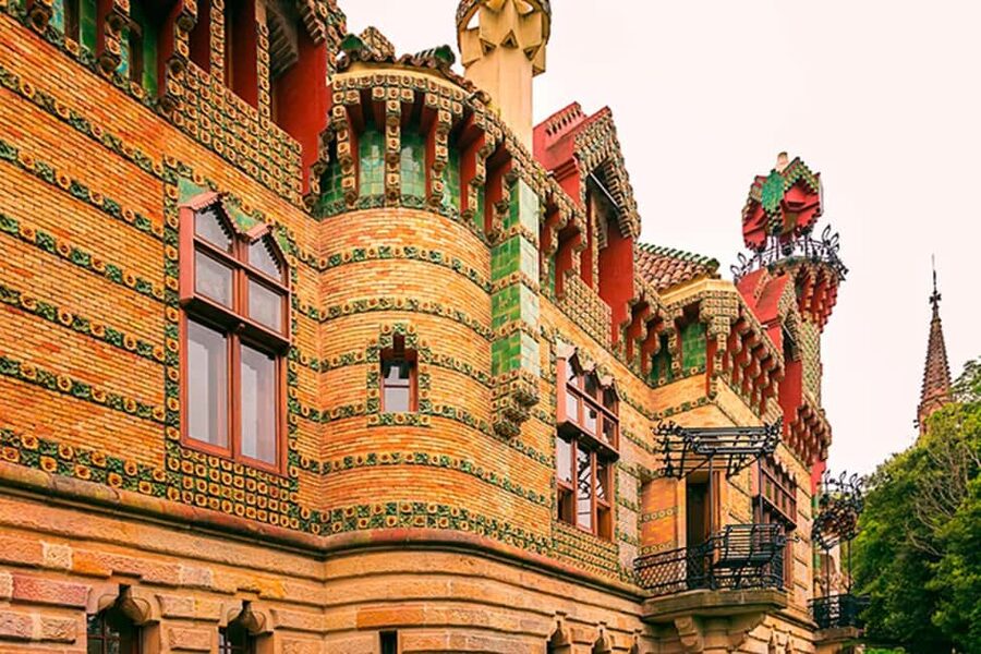 Capricho Gaudí with entrance, Santillana del Mar and Sequoia Forest - Comillas, from panoramic views to Gaudí