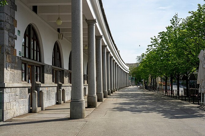 Plečnik's Ljubljana -UNESCO heritage- A walk among architect Plecnik's creations - Central Market and the route toward Dragon Bridge
